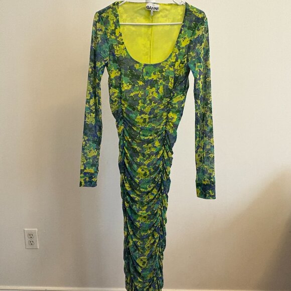 Ganni Green Long Sleeve Dress - Picture 1 of 2